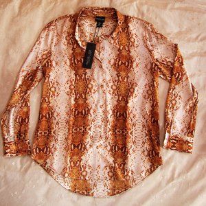Rachel Zoe Snake Skin Print Sheer Blouse Shirt